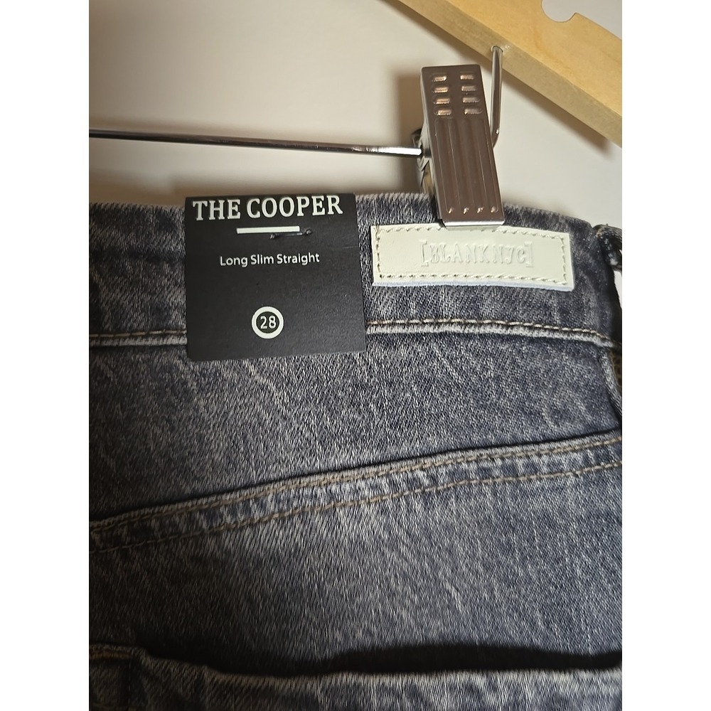 Blank‎ NYC Cooper Long Slim Straight Pant Big Fan Jean Gray White Stripe Size 28 - Picture 11 of 16